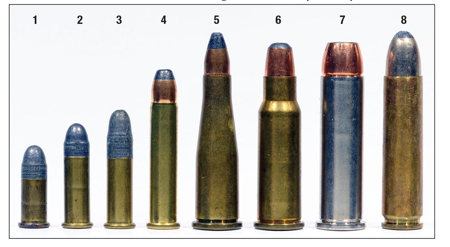 Cartridges for which Levermatics were supposed to be chambered include the (1) .22 Short, (2) .22 Long, (3) .22 Long Rifle, (4) .22 WMR, (5) .22 Jet, (6) .256 Winchester Magnum, (7) .357 Magnum and the (8) .30 Carbine. Only one rifle is known to exist in .22 Jet, and the .357 Magnum was never put into production.